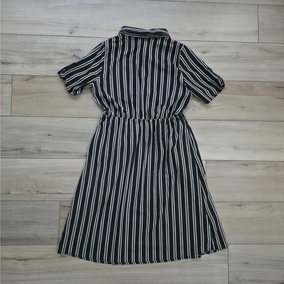 Lottie Shirt Short Sleeve Black/Cream Collared Dress Women Sz M - Picture 6 of 10